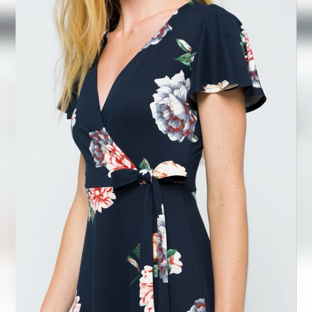 Fortune + Ivy Floral Faux Wrap Dress